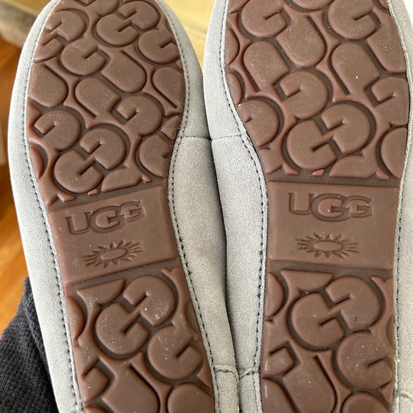 UGG Ansley Light Gray Sheepskin Suede Slippers Moccasins Size 7 - Picture 5 of 5